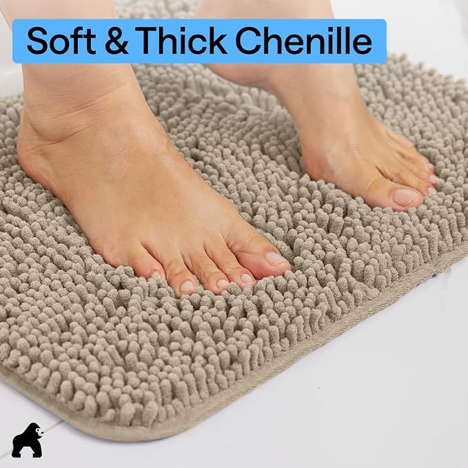 GORILLA GRIP Bath Rug Mat 48x24, Thick Absorbent Chenille, Quick Dry Microfiber - Image 4