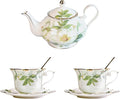 Vintage Porcelain Floral Tea Set — 22oz Teapot + 2 Tea Cup & Saucer Sets + 2 by Unknown