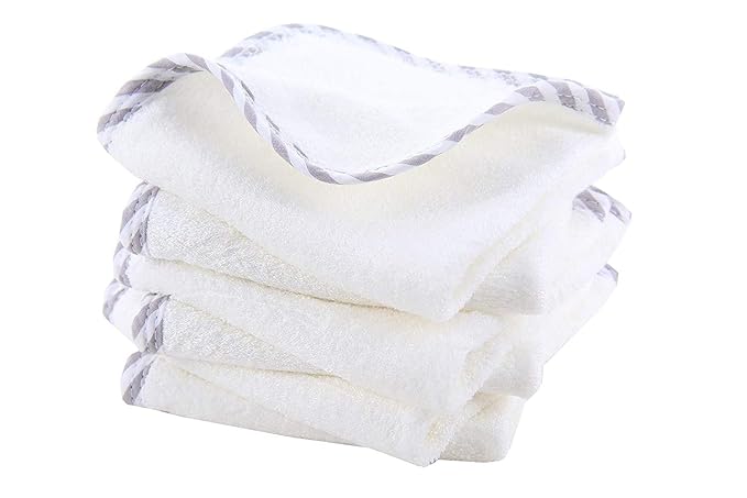 HIPHOP PANDA Baby Washcloths, Rayon Made from Bamboo - 2 Layer Ultra Soft Absorbent Newborn Bath Face Towel - Reusable Baby Wipes for Delicate Skin - Gray Stripe, 30 Pack