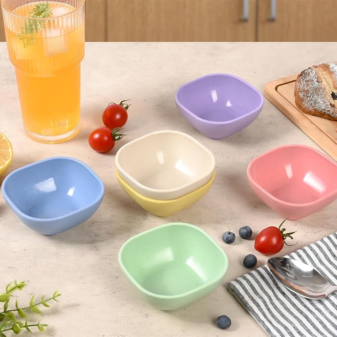 12 Pack Small Bowls, 4.5 OZ Assorted Colors Dipping Sauce Cups, Wheat Straw - Image 3