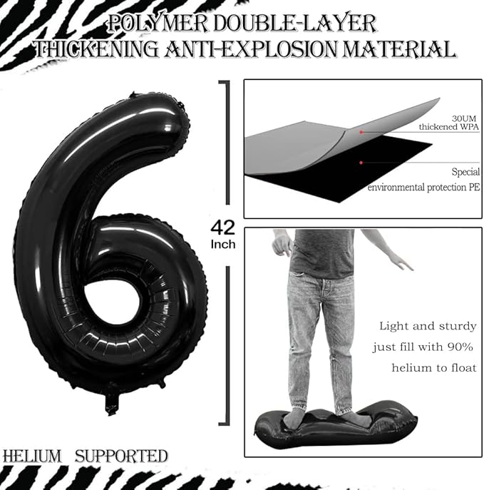 GOER Number 26 Balloons for 26th Birthday Party Decorations,42 Inch Jumbo Foil Helium 62 Balloons for 62nd Birthday Party Decoration (Black)