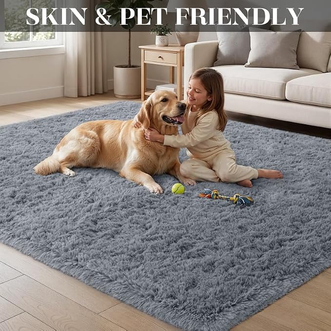 Area Rug for Living Room Bedroom: 4x6 Soft Fluffy Shag Rugs Upgrade Non-Slip - Image 3
