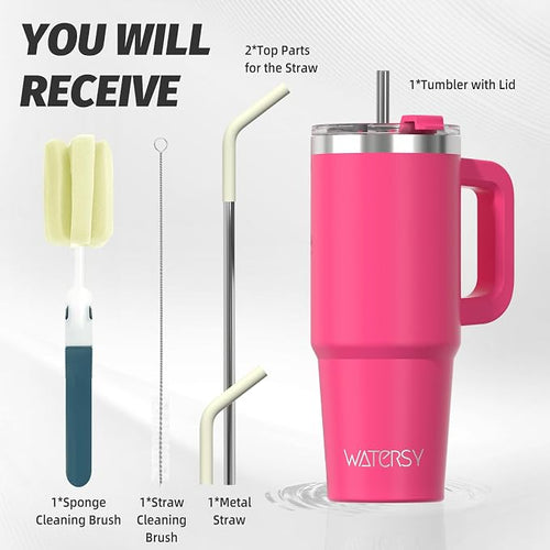 20 oz Tumbler with Handle, Tumbler with Lid and Straw, Double Wall Insulated - Image 2
