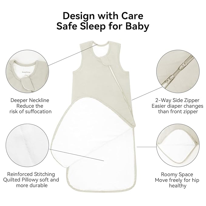 Rayon Made from Bamboo Sleep Sack 0-36 Months 1.0 Tog Ultra Soft Baby Wearable Blanket Toddler Sleeping Sack for Babies (Oat, XL(18-24M))