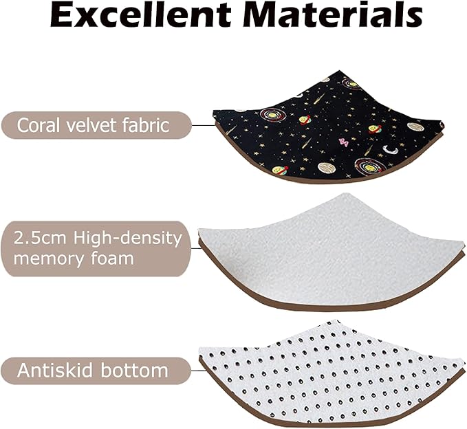 Loartee Coral Velvet Area Rug - 1" Thick Memory Foam Baby Play Mat, Washable Toddler Carpet, Home Decor for Living Room, Nursery, Kids Bedroom, Astral Black, 6'7"x7'10"