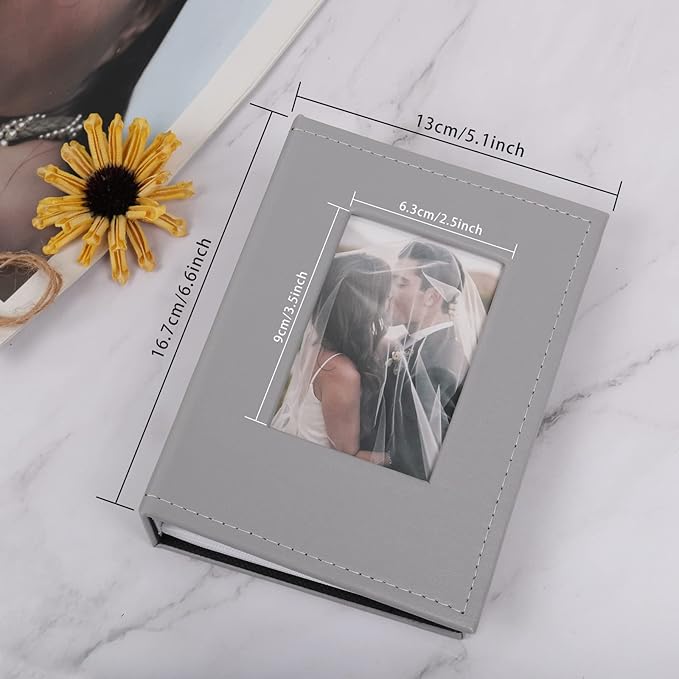 RECUTMS 100 Pocket 4x6 Small Photo Album - Vertical Wedding, Family, Baby, Anniversary, Graduation Picture Book - Travel Albums (Grey)