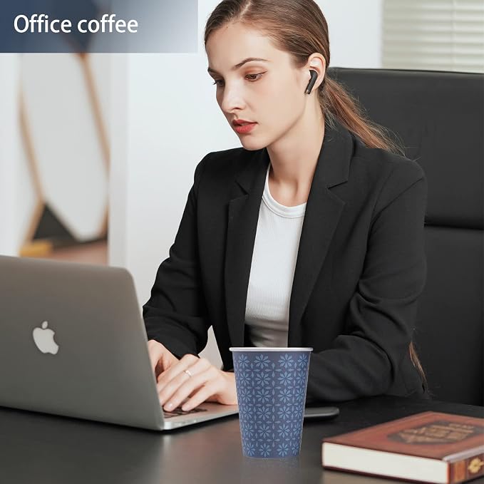 Clawsoff 210 Pack Paper Cups 16 oz Bulk Disposable Coffee Cups Navy Floral | - Image 6