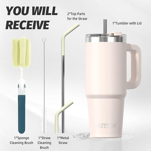 20 oz Tumbler with Handle, Tumbler with Lid and Straw, Double Wall Insulated - Image 2