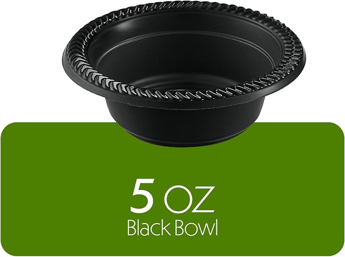 PLASTICPRO 100 PCS Black Plastic Bowls Light Weight 5 oz Small Plastic Soup - Image 5