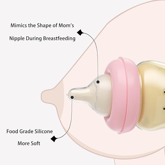 YOHKOH PPSU Baby Bottle Wide Neck, Newborn Anti-Colic Baby Bottle with Natural Response Nipple, Streamlined Body, Easy to Clean (8.8oz (Pack of 2), Red)