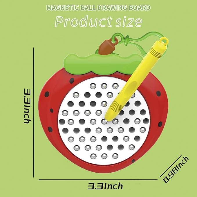 1PCS Strawberry Magnetic Drawing Board for Kids & Toddlers with Beads and Magnet Stylus Pen - Magnetic Travel Toy for Airplane & Car Ride Activities for Kids