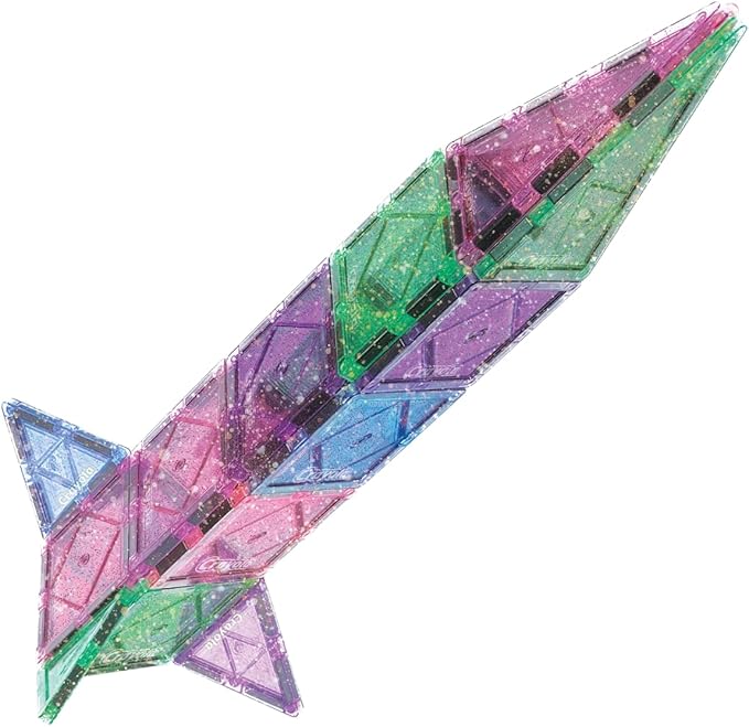 CreateOn Crayola Glitter Magnetic Tiles, Building Set for Kids, Magnetic Tiles, Kids’ Building Toys, STEM & Montessori Toys for Boys and Girls Ages 3+, 24-Piece Set (Glitter)