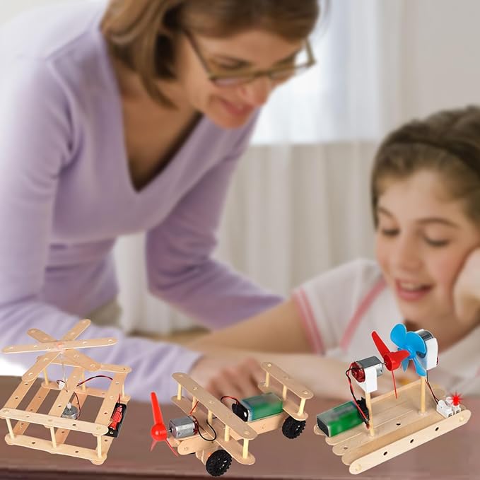 EUDAX 465PCS DC Motor Kit STEM Mini Electric Motor Kit for DIY Science Projects, LED Light Vanes Propeller, AA Battery Holder, Plastic Gears, Electrical Engineering Kit for Education Projects