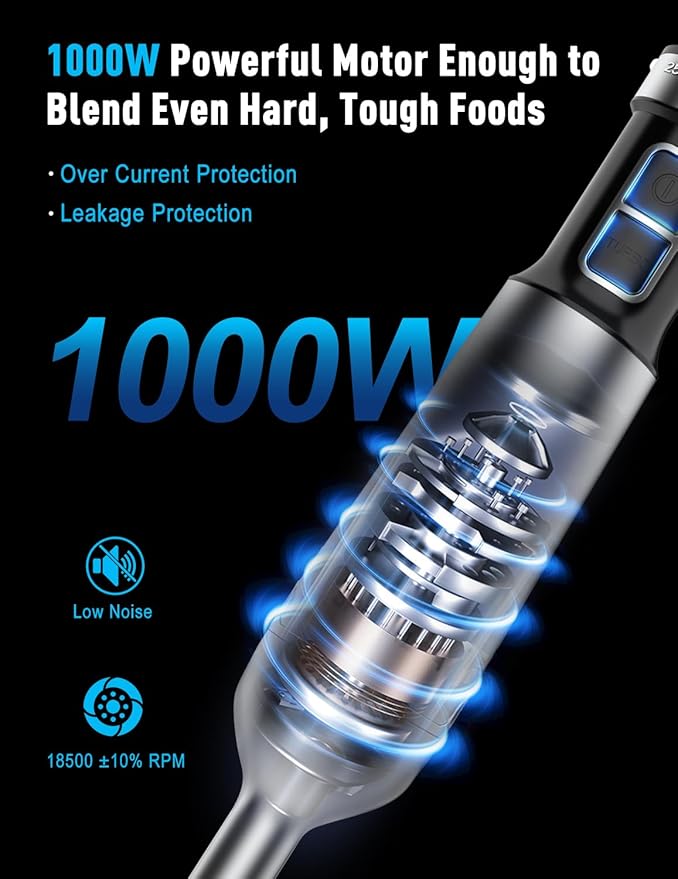 1000W Powerful Immersion Blender handheld, 2025 New Update Hand Blender with 25-Speed, Scratch-Resistant Corded Hand Mixer with Heavy-Duty Copper Brushless Motor and Gift Box