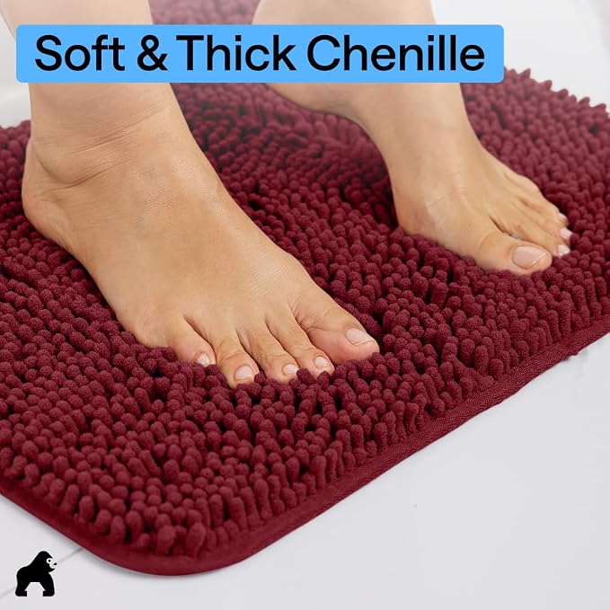 GORILLA GRIP Bath Rug Mat, Thick Soft Absorbent Chenille, Quick Dry Microfiber - Image 4