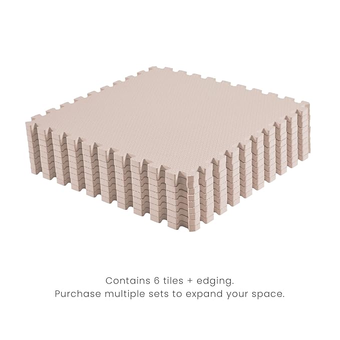Toddlekind Solid Color Foam Play Mat 4x4 Baby Playmat. Stylish, Non-Toxic, Odorless, Plain Design Puzzle Play Mat 0m+ (Rose/Blush/Nude)