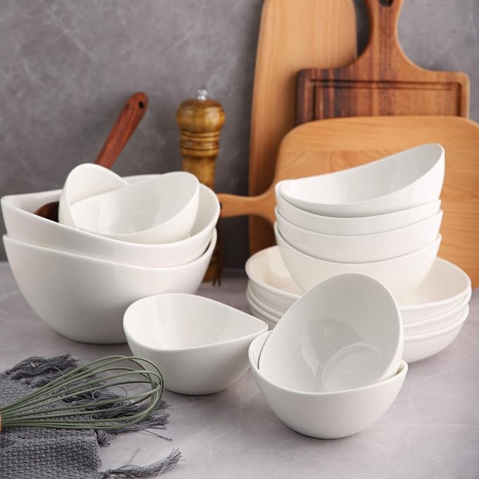 Samsle Porcelain Large Serving Bowl Set, 48 Oz Big Salad bowls, Large Serving - Image 5