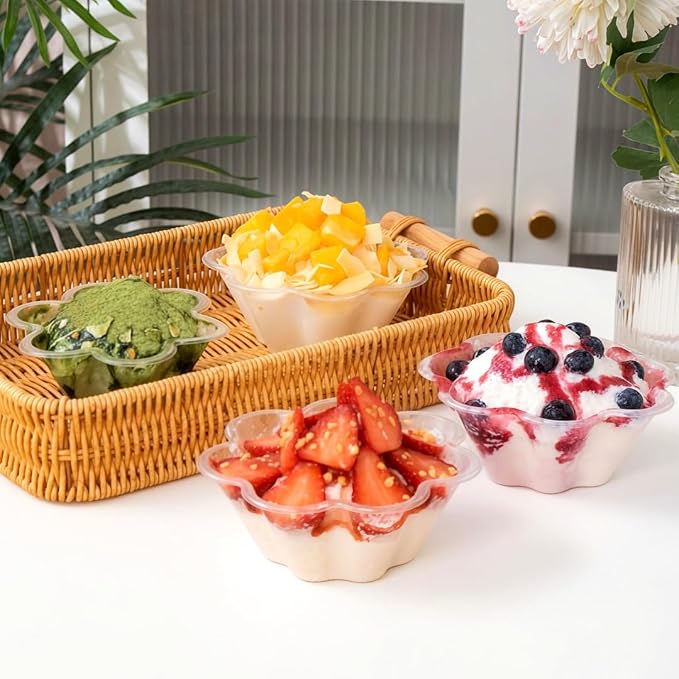 TOFLEN 8 oz Dessert Cups with Spoons, 100 Pack | Clear Plastic, Disposable - Image 7