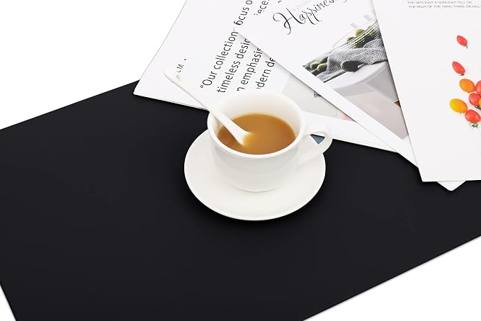 Vinjiasin Placemats Set of 4 Black Leather Place Mats Waterproof Wipeable Heat - Image 9