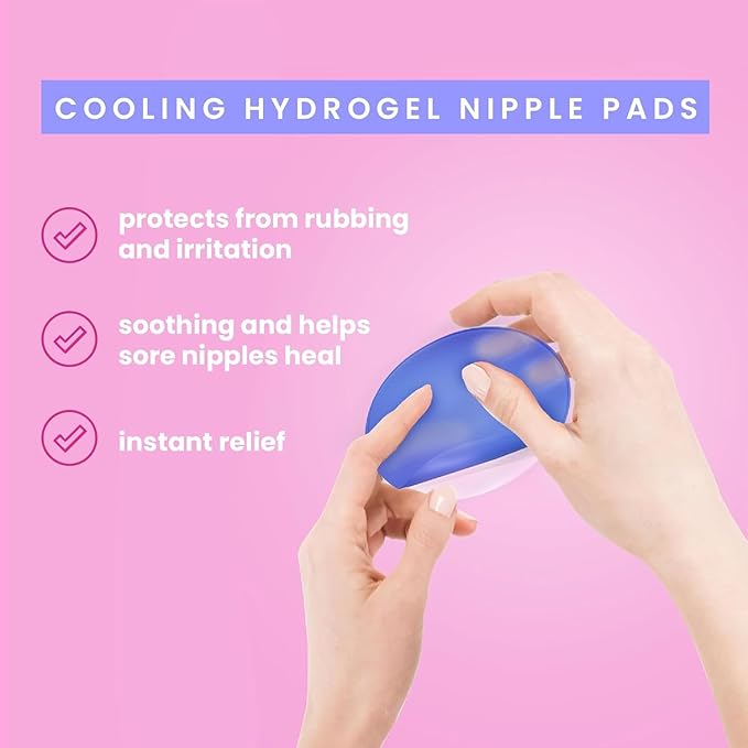 Soothing Gel Pads, Instant Cooling Relief for Sore Nipples, Made Without BPA, Hydrogel Pads for Breastfeeding, Aloe Vera Infused 16 Count