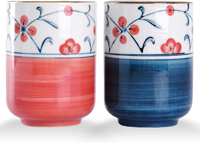 WHJY 10oz Transitional Chinese/Japanese style Handle-less Ceramic Tea cups by WHJY