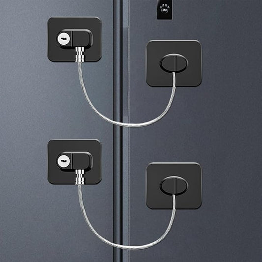 Fridge Lock (2 Pack),Refrigerator Lock with Keys,for Fridge, Cabinet Locks, Drawers, Dishwasher, Toilet and Child Safety Cabinet Locks, 3M Adhesive No Drilling (Black)