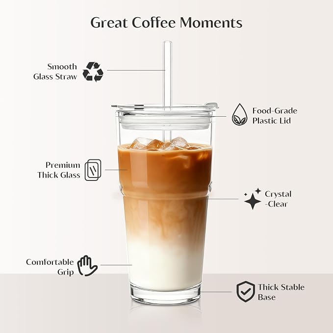 INSETLAN 20 oz Clear Glass Cup - Image 6