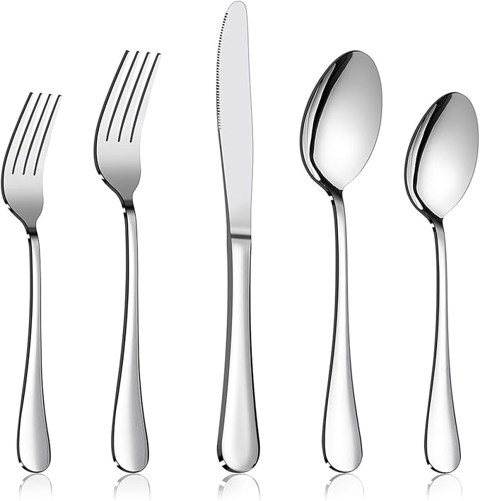Flatware Set, E-far 20-Piece Silverware Set Stainless Steel Cutlery Sets by E-far