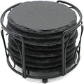 8 Pack 4 Inch Round Black Slate Coasters Set by SIJDIEE