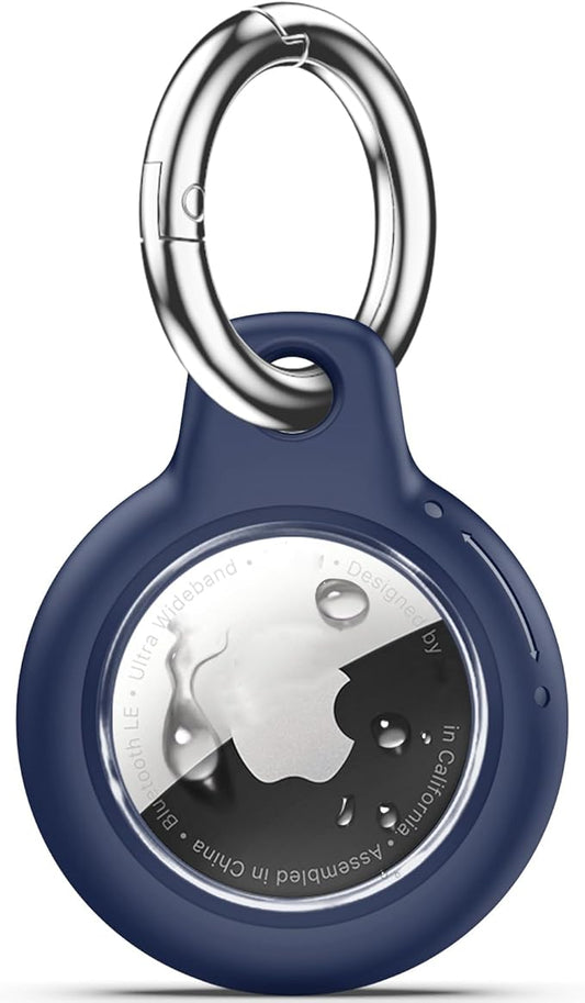 Upgrade Waterproof Airtags Holder with Apple Airtags Keychain, Hard PC Air Tag Case, Anti-Scratch & Shock Air tag Holder,Men's Women's Keyrings & Keychains, for Dog,Car Key,Luggage -Navy Blue