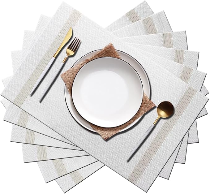 PIGCHCY Luxurious Placemats Set of 6, 18 x 12 inches Elegant Placemats Non-Slip by PIGCHCY
