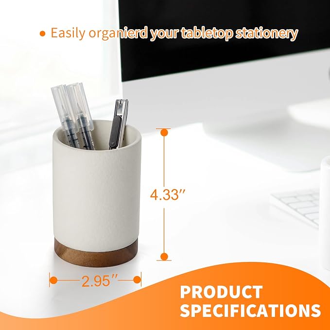 Ceramic Pen Holder for Desk, Pencil Cup, | Organizer and Makeup Brush Holder - Image 2