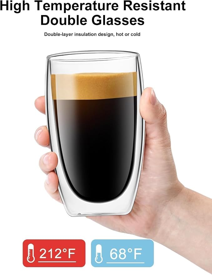 DOPUDO 17oz Double Wall Glass Coffee Mugs Set of 8, Insulated Coffee Mug - Image 5