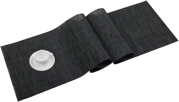 SHACOS Woven Vinyl Table Runner 12x54 inch Indoor Outdoor Table Mats Wipe Clean by SHACOS