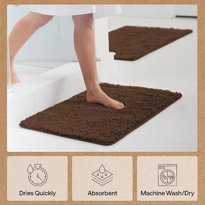 GORILLA GRIP Bath Rug Mat 48x24, Thick Soft Absorbent Chenille, Quick Dry - Image 7