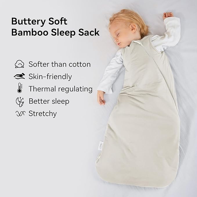 Rayon Made from Bamboo Sleep Sack 0-36 Months 1.0 Tog Ultra Soft Baby Wearable Blanket Toddler Sleeping Sack for Babies (Oat, XXL(24-36M))