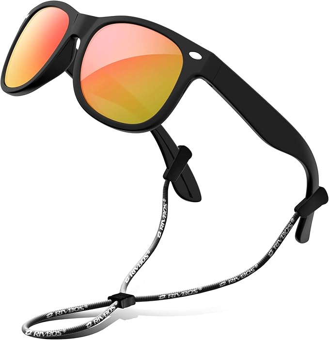 RIVBOS Kids Sunglasses Polarized UV Protection Flexible Rubber Glasses Shades with Strap for Boys Girls RBK004