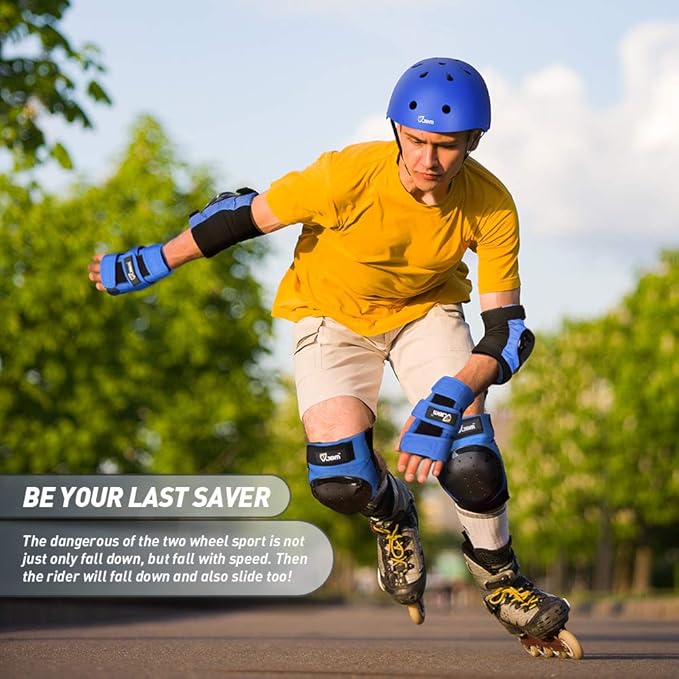 JBM Adult & Kids Knee Pads Elbow Pads and Wrist Guards for Inline Skating, Roller Skating, Skateboarding, Scootering