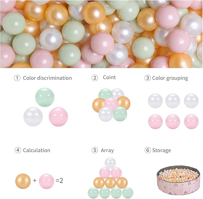 GOGOSO Ball Pits Balls for Toddlers Pack of 50 100 200 Plastics Shape Ball Non-Phthalate Non-BPA Non-Toxic 2.2-Inch Crush Proof Play Balls