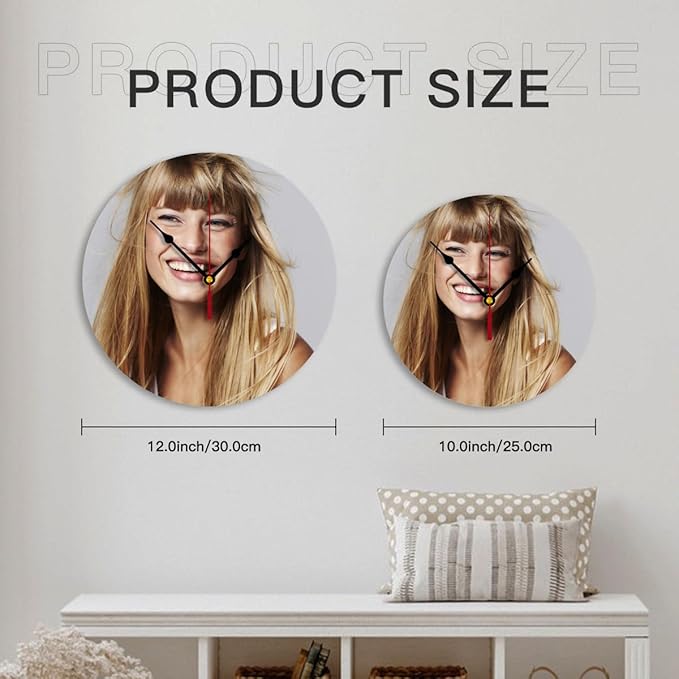 Generic Custom Clocks for Walls Personalized Clocks with Picture That PVC Customized Round Silent Clock for Living Room Creative, 12inch-30cm