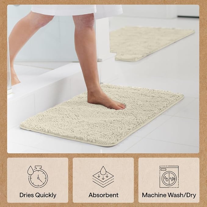 GORILLA GRIP Bath Rug Mat, Thick Soft Absorbent Chenille, Quick Dry Microfiber - Image 7