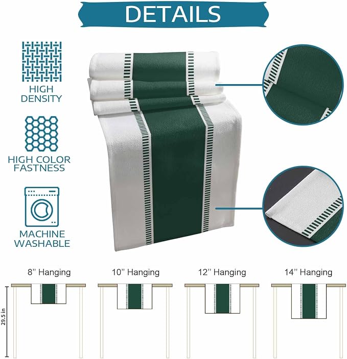 Green Stripes Table Runners 16x72 inches Long, Farmhouse Cotton Linen Table - Image 7