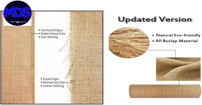 MDS® Pack of 25 Natural Burlap Table Runner, 12 x 72 Inch, Jute Vintage Rustic - Image 5