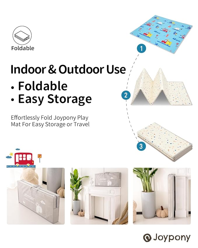 Baby Play Mat, Foldable Play Mats for Babies and Toddlers, Waterproof & Anti-Slip Baby Floor Mat for Tummy Time, Baby Mat for Floor with Travel Bag for Indoor Outdoor 71x59x0.4 inches