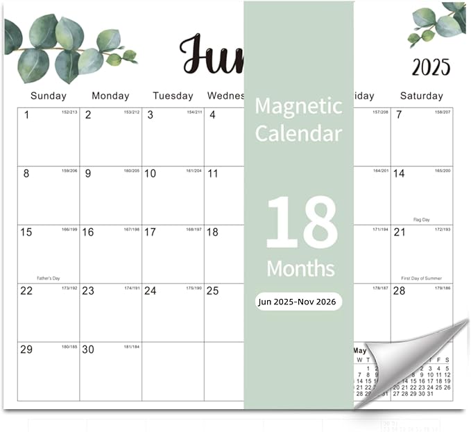2025-2026 Magnetic Fridge Calendar 18 Monthly Magnetic Calendar for Refrigerator 2025-2026 Wall Calendar Planner Runs from June 2025 Until November 2026 Easy Organizing Markers Tearable (Nature)