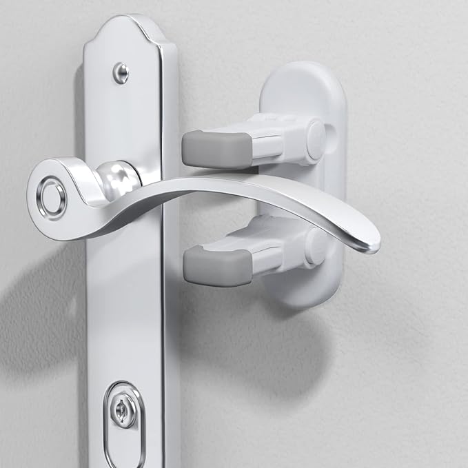 Door Lever Lock (3 Pack) Door Locks for Kids Safety, Baby Proofing Door Knob Child Proof Door Knob Covers, Child Safety Locks for Doors, with 3M Adhesive, for Doors, Windows, Bathtubs, Faucets (Grey)