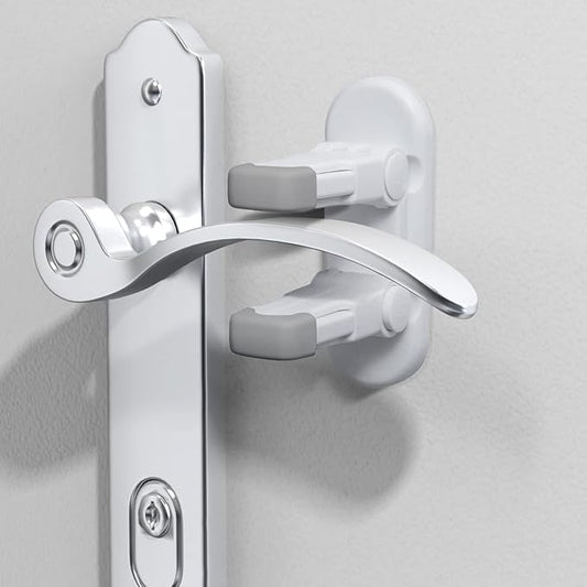 Door Lever Lock (3 Pack) Door Locks for Kids Safety, Baby Proofing Door Knob Child Proof Door Knob Covers, Child Safety Locks for Doors, with 3M Adhesive, for Doors, Windows, Bathtubs, Faucets (Grey)