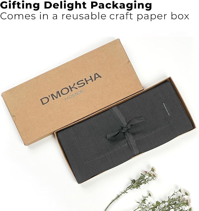 Signature Linen™ by D'Moksha Charcoal Grey Table Runner 90 Inches Long - Image 4
