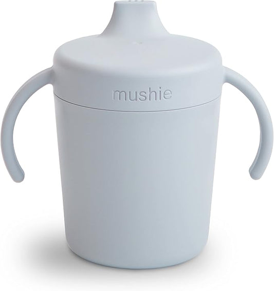 mushie Trainer Sippy Cup | Made in Denmark | Leak Resistant Twist-Off Lid & Handles | 6 Months + (Cloud)