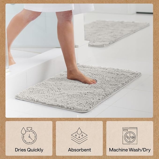 GORILLA GRIP Bath Rug Mat 54x24, Soft Absorbent Chenille, Quick Dry Microfiber - Image 7